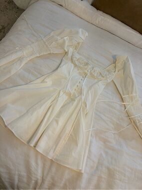 House of CB White Prairie-Style Puff Sleeve Blouse